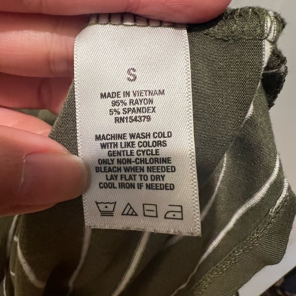 Aero Seriously Soft Army Green Striped Dress Size Small - Picture 7 of 9